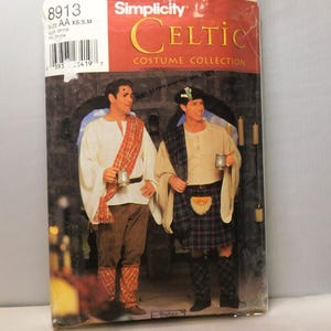 MEN'S CELTIC COSTUME Simplicity 8913, Sewing Pattern, Uncut, Size Xs-medium (30-40 chest)