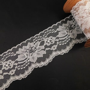 5 Yards White Polyester Raschel Flat Lace Trim 3 hatmaking sewing quiltmaking cardmaking cake making5 yard piece image 1