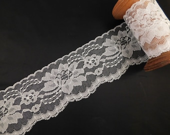 5 Yards White Polyester Raschel Flat Lace Trim 3" hatmaking sewing quiltmaking cardmaking cake making5 yard piece