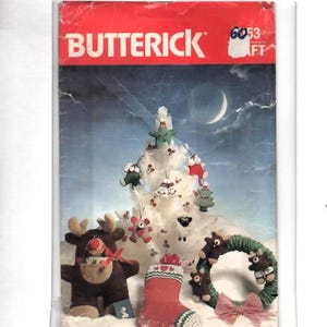 HOLIDAY CHRISTMAS PACKAGE Butterick 6053 Sewing Pattern Card holder, wreath, stocking, ornaments, bow