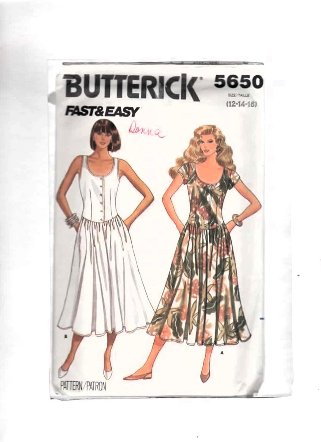UNCUT DRESS Butterick 5650 Vintage Sewing Pattern Misses' Size 12-16 ...