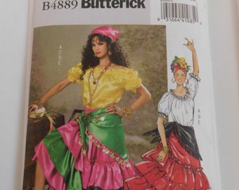 Butterick 4889 Gypsy Dance Belly Dancer Woman Costume fantasy gown costume size Y xsm sm med Pattern destash