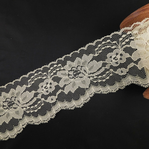 5 Yards Yellow Polyester Raschel Flat Lace Trim 3" hatmaking sewing quiltmaking cardmaking cake making