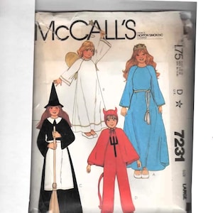 WITCH, DEVIL, ANGEL, Queen McCall's 7231 Pattern: Ren Faire Kid's Large 10/12