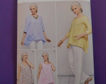 Simplicity 8603 XS TO XL Misses Loose fitting pullover tops Pattern destash