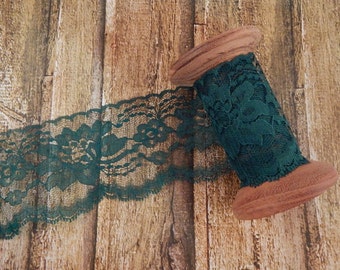 Hunter Green Polyester Raschel Flat Lace Trim 3" hatmaking sewing quiltmaking cardmaking cake making 5 yard piece