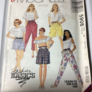 McCall&#39;s 5906 Sewing Pattern misses PANTS OR SHORTS Size 6 8 10 pattern destash