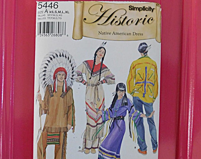 Simplicity 5446 Native American Indian Historical Pattern Costume Cosplay Theater Size A All ...