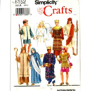 May include: A Simplicity Crafts sewing pattern for making Christmas costumes. The pattern includes instructions for making a shepherd, angel, wise man, and king. The pattern is for sizes XS-XL.