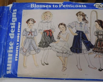 Sunrise Designs Blouses to petticoats Girls Size 8 10 12  Pattern destash