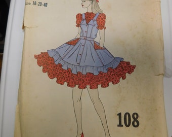 Rare Vintage Square Dance Dress Pattern Size 18 20 40 UNCUT pattern