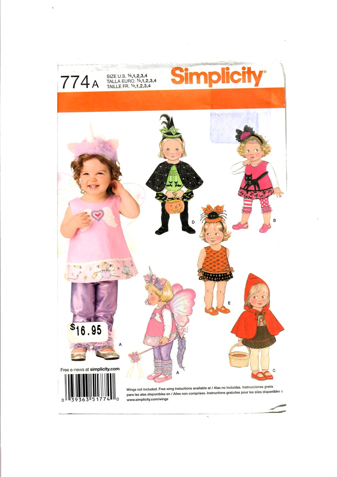 Uncut UNICORN WITCH FAIRY Simplicity 1774 Costume Sewing Pattern: Size ...