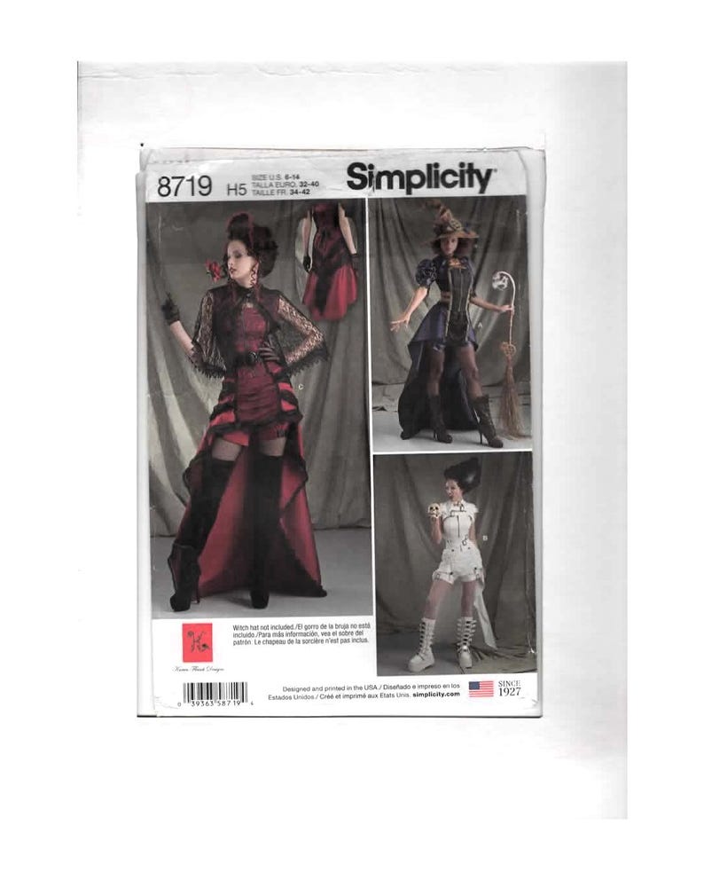 Simplicity Steampunk Pattern GOTHIC STEAMPUNK COSTUME Sewing Pattern: Simplicity 8719, Misses 6-14 ...