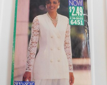 See and Sew 6451 Size 18 20 22 Top skirt Pattern destash