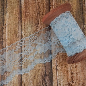 5 Yards Light Blue Polyester Raschel Flat Lace Trim 3 hatmaking sewing quiltmaking cardmaking cake making5 yard piece image 1