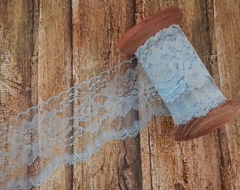 5 Yards Light Blue Polyester Raschel Flat Lace Trim 3" hatmaking sewing quiltmaking cardmaking cake making5 yard piece