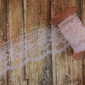 5 Yards Light Pink Polyester Raschel Flat Lace Trim 3 hatmaking sewing quiltmaking cardmaking cake making5 yard piece image 1