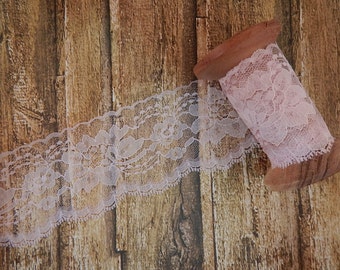 5 Yards Light Pink Polyester Raschel Flat Lace Trim 3" hatmaking sewing quiltmaking cardmaking cake making5 yard piece