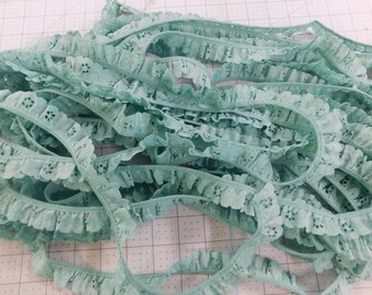 Sage Green Eyelet Lace 3/4 inch wide 14 yards Ruffled lace Poly Cotton