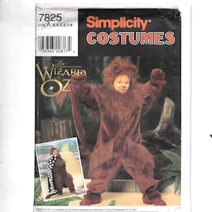 COWARDLY LION Simplicity 7825 Costume Sewing Pattern, Child Sizes 3-8 UNCUT