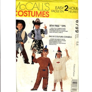 May include: A McCall's Costumes pattern featuring children's cowboy and Native American costumes. The cover displays images of the costumes, including a cowboy outfit and Native American outfits. The text reads "Easy 2 Hour" and "Sew Free Tips".