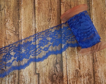 5 Yards Royal Blue Polyester Raschel Flat Lace Trim 3" hatmaking sewing quiltmaking cardmaking cake making5 yard piece