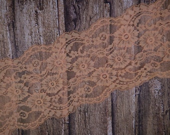 5 Yards Peach Orange Polyester Raschel Flat Lace Trim 5" hatmaking sewing quiltmaking cardmaking cake making5 yard piece