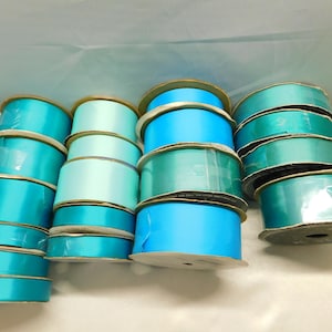 DESTASH Satin Ribbon Sale Lot of Ribbon downsizing Includes Aquas many name brands Lot of 19