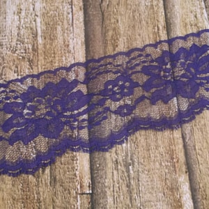 Purple Polyester 3 inch Flat Lace wedding lace lace trim lace bulk invitation lace bulk lace cake lace sewing lace 5 yard piece image 2