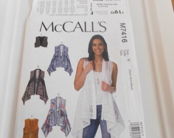 Mccalls 7416 Size Y xsmall small medium Misses Vest Pattern destash