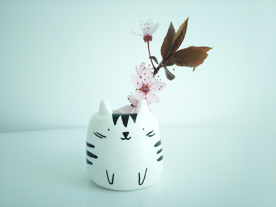 Cat Polymer Clay Vase Etsy