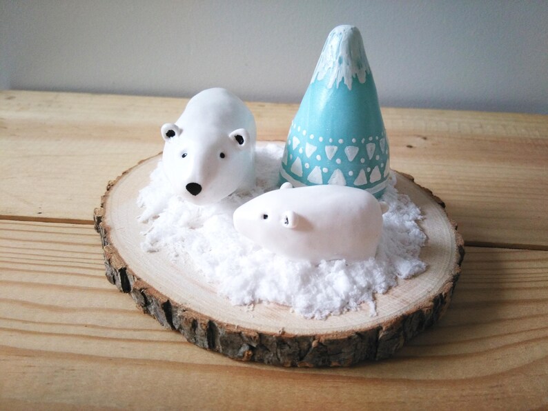 Ours polaire sur la banquise. Décoration de Noël à poser. Etsy