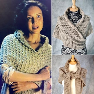 Outlander Claire’s Knit Shawl, Sassenach Shoulder Wrap, Crochet Scarf, One Size (fits XS-M), Outlander Gift for Mother, Gift for Her