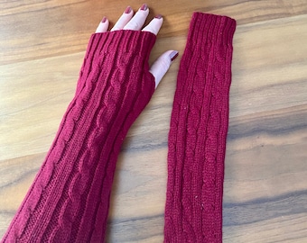 SHIP TODAY! Outlander cable knit arm warmers, fingerless mittens, texting gloves, wristers, gift for girlfriend, gift for daugther