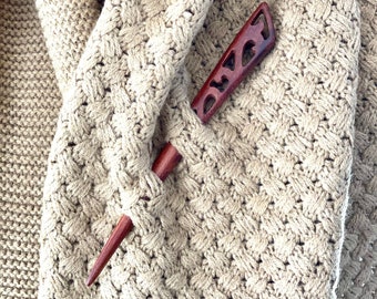 Highlands Inspired Shawl Pin, Sassenach Medieval Wooden Stick Pin, Knitted Garment Pin