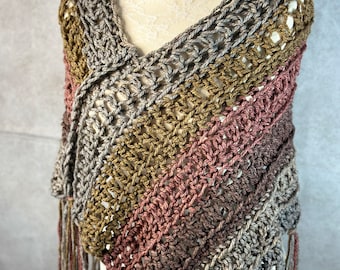Bohemian Sheer Poncho w/ Long Tassels, Monster in Law JLo Shrug, Crochetted Shoulder Warmer, See Through, Fishnet Shawl, Gift Girlfriend