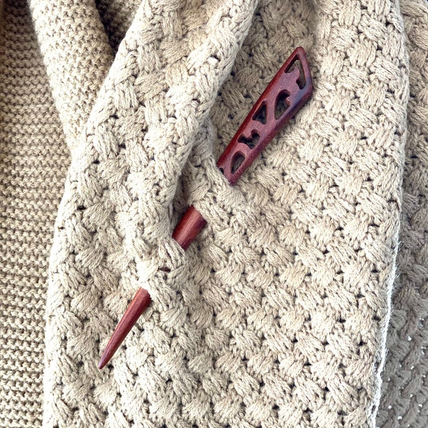 Highlands Inspired Shawl Pin, Sassenach Medieval Wooden Stick Pin, Knitted Garment Pin