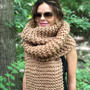 Oversized Super Scarf, 7 Feet Long, Hand Knitted, Giant Ribbed Chunky Scarf, Gift for Girlfriend, Gift for Daughter,  Wool/Acrylic Blend