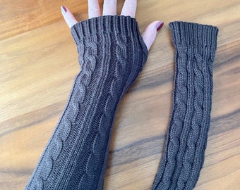 SHIP TODAY! Outlander cable knit arm warmers, fingerless mittens, texting gloves, wristers, gift for girlfriend, gift for daugther