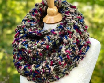 Outlander Claires kåpa, handstickad oändlig halsduk, rund grov halsvärmare, Outlander-present, present till mamma, flickvän