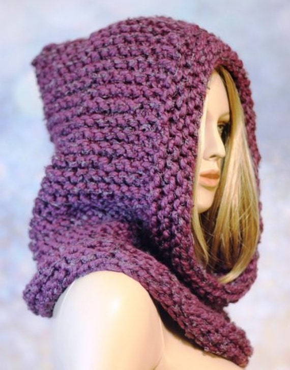 Hooded Cowl, Cape, Warm Snood, Knitted Hoodie, Post Apocalyptic