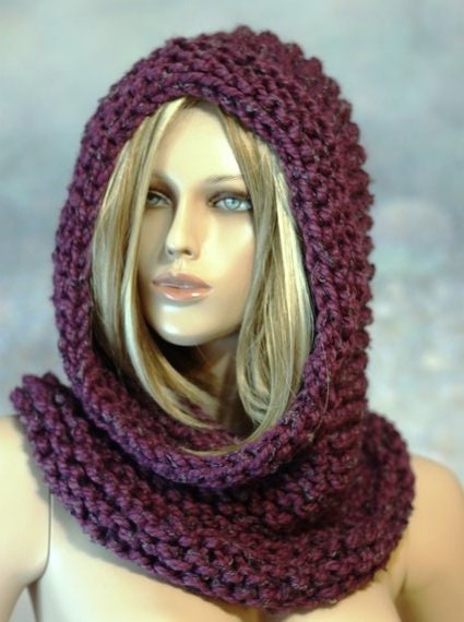 Hooded Cowl Cape Warm Snood Knitted Hoodie Post | Etsy