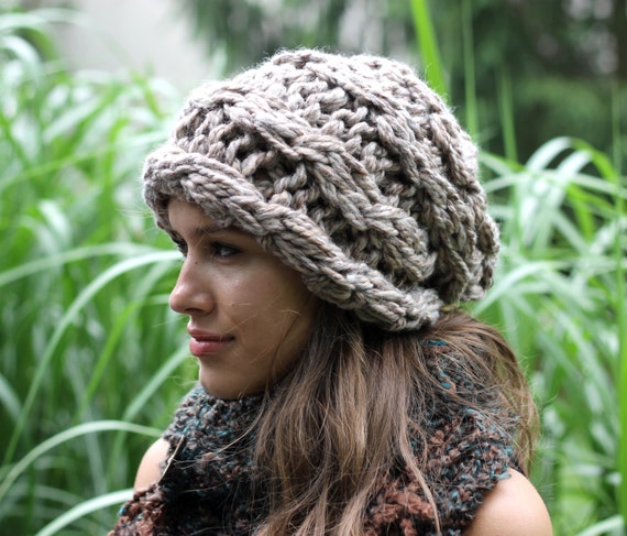 Slouchy Hat, Hand Knit Slouch, Baggy, Bohemian Women display picture 1