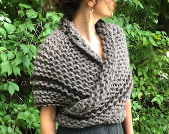 Outlander Shawl, Shoulder Cape, Triangle Sweater Wrap, Chunky