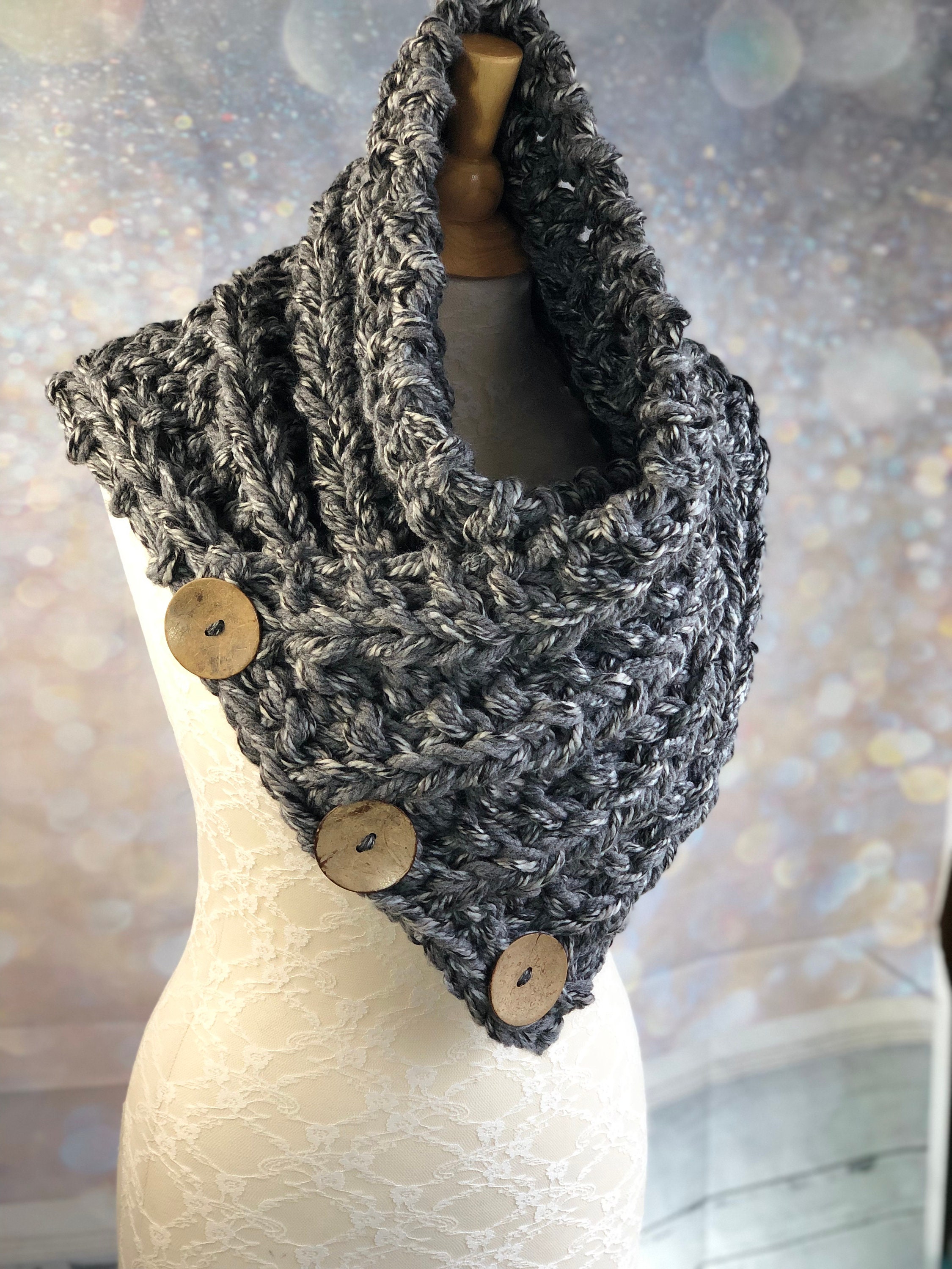 Oversized Chunky Cowl Scarf Neck Warmer in Shades of Gray, Super Soft ...