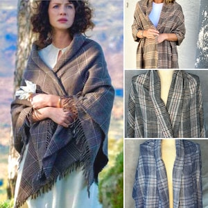 SHIPS TODAY! Outlander Claire's Blanket Shawl, Plaid Tartan Shoulder Wrap, Fabric Shawl, Outlander Gift, Gift for Women, Girlfriend