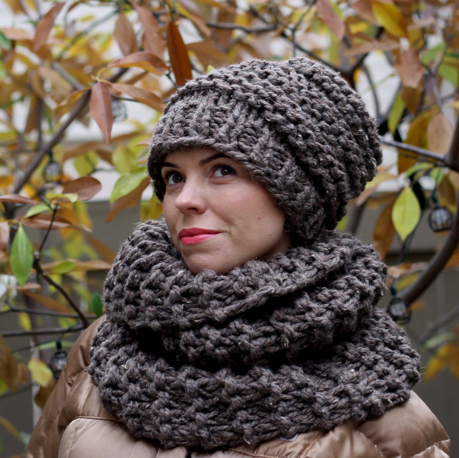 Hand Knit Slouchy Hat Womens Hat Chunky Knit Outlander Hat Etsy