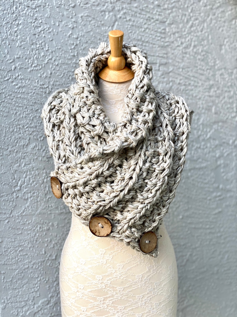 Oversized Chunky Scarf Soft Vegan Yarn Hand Knitted Shoulder image 0