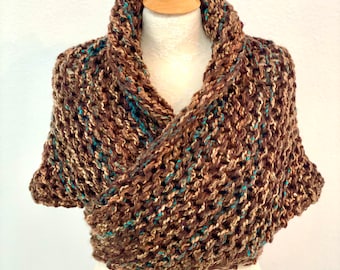 Hand Knit Highlands Shawl, Claire’s Shoulder Warmer, Sweater Wrap for Women, Outlander gift for Mom, Her, Wool/Acrylic Blend