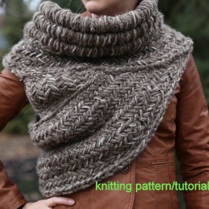 Huntress cowl vest KNITTING PATTERN TUTORIAL all adult sizes and colors - post apocalyptic huntress cowl vest shawl armor